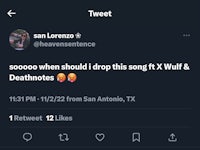 san lorenzo's tweet about the song wolf and deathnote